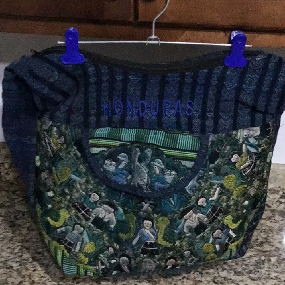 Original Blue Green, White Purse, Made in Honduras